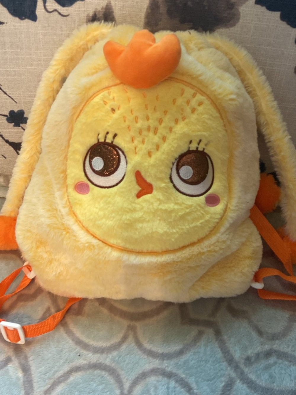 Plush Yellow Chick Backpack with Matching Blanket
